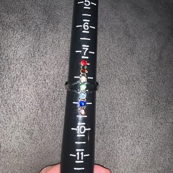 Costume jewelry ring silver colour chakras colours Adjustable - Picture 2 of 5